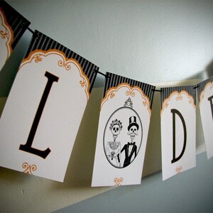 Til Death Dia de Los Muertos Wedding Paper Party Banner, coco garland, halloween garland, skeleton party, skeleton garland, mexican decor image 3