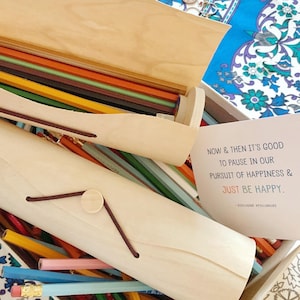 Modern Bentwood Box Engraved 20 Pencil Gift Set Mix and Match, Pencil and case gift, gift for teachers, gift for friends, gifts under 30