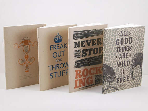 4 Kraft Notebook Series, Travel Journal, Road trip journal, fathers day gift, graduation gift, Notebook set, gift for mom, grandpa, teachers