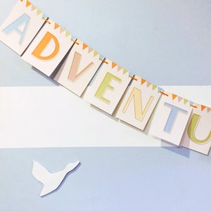 Adventure Awaits Garland Text Party Banner, UP theme decor, UP birthday, Disney hotel decor, adventure is out there, bon voyage decor image 4