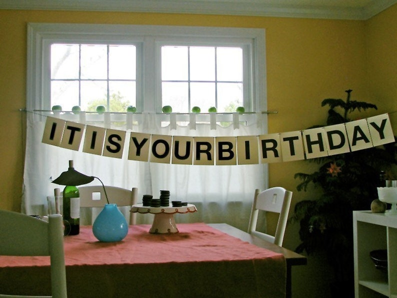 It Is Your Birthday Party Garland, funny pre-strung text banner, wall decor, dwight birthday, the office, tv show quote, fathers day garland image 4