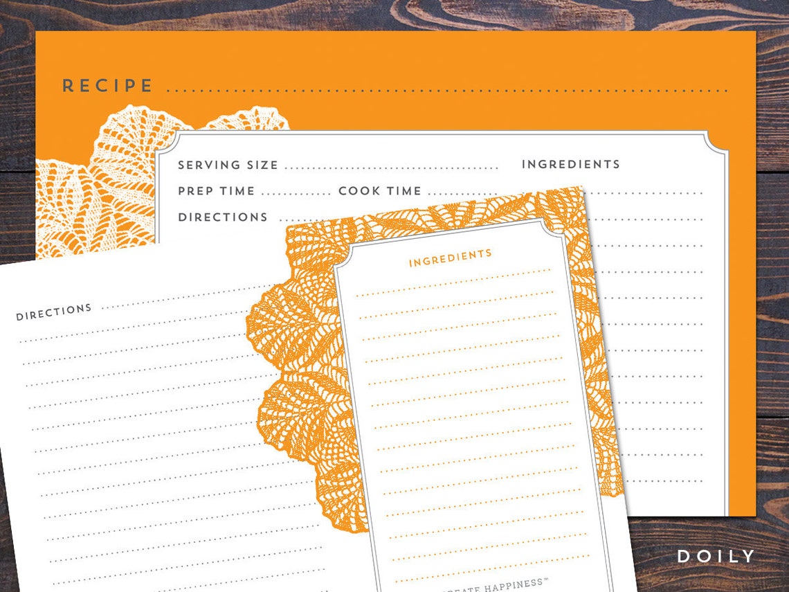 12 Doily Double-Sided 4x6 Recipe Cards with optional Muslin | Etsy