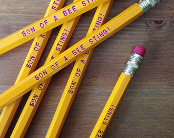Fils d’une abeille Sting Will Ferrell inspiré humoristique jaune crayon 6 Pack-idée cadeau fun, Made in USA