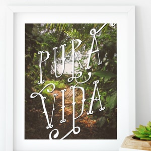 Modern Pura Vida Jungle PRINTABLE, Costa Rican Art, Costa Rica, Dorm Art, Printable art, Tropical decor, Beach Home Decor, Jungle Decor