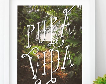 Modern Pura Vida Jungle PRINTABLE, Costa Rican Art, Costa Rica, Dorm Art, Printable art, Tropical decor, Beach Home Decor, Jungle Decor