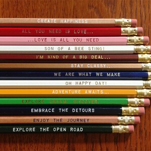 12 Mix Match Engraved Pencil Set, funny pencils, tv show quotes, teacher gift, gifts under 20, back to school gift, fun school supplies image 10