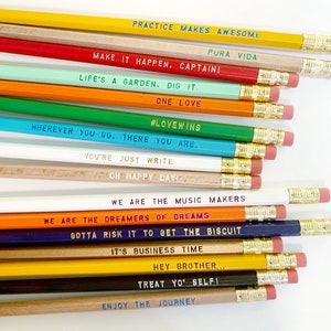 12 Mix Match Engraved Pencil Set, funny pencils, tv show quotes, teacher gift, gifts under 20, back to school gift, fun school supplies image 2