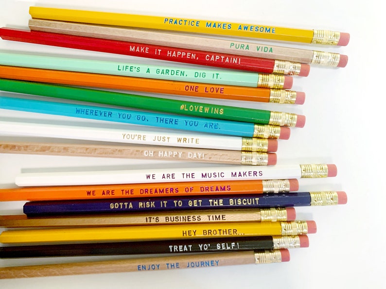 12 Mix Match Engraved Pencil Set, funny pencils, tv show quotes, teacher gift, gifts under 20, back to school gift, fun school supplies image 2