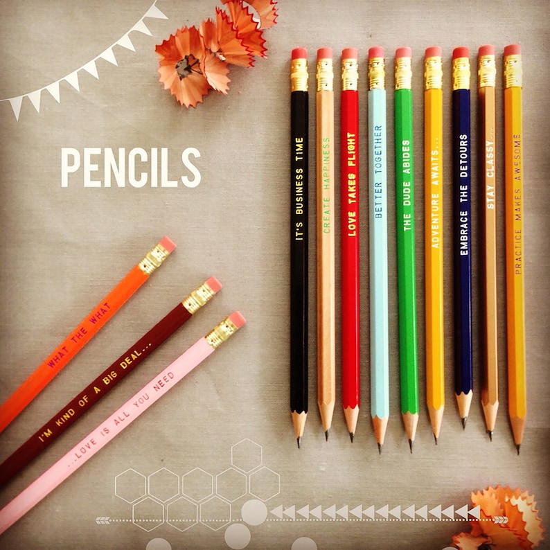 12 Mix Match Engraved Pencil Set, funny pencils, tv show quotes, teacher gift, gifts under 20, back to school gift, fun school supplies image 6