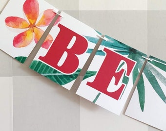 Aloha tropical leaf Garland paper Party banner decoration, luau party, tropical decor, summer parties, tropical party, Hawaii, luau birthday