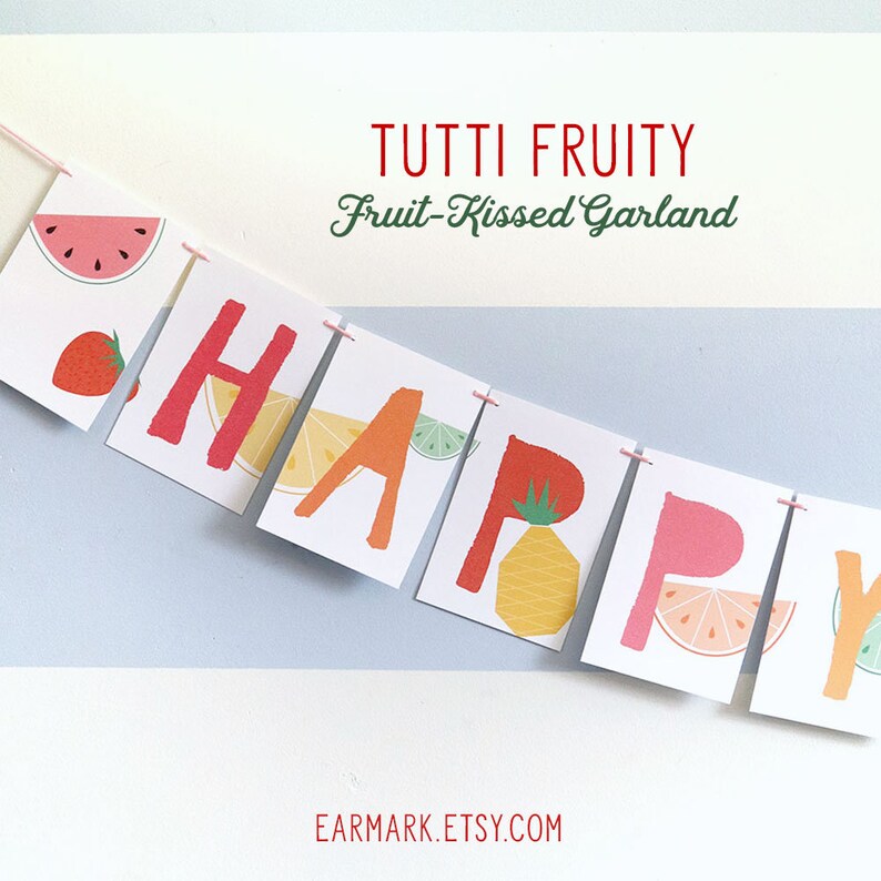 Tutti Fruitti Garland Party decoration, fruit party, pineapple decor, fruity nursery decor, summer parties, colorful party, fruit birthday image 3