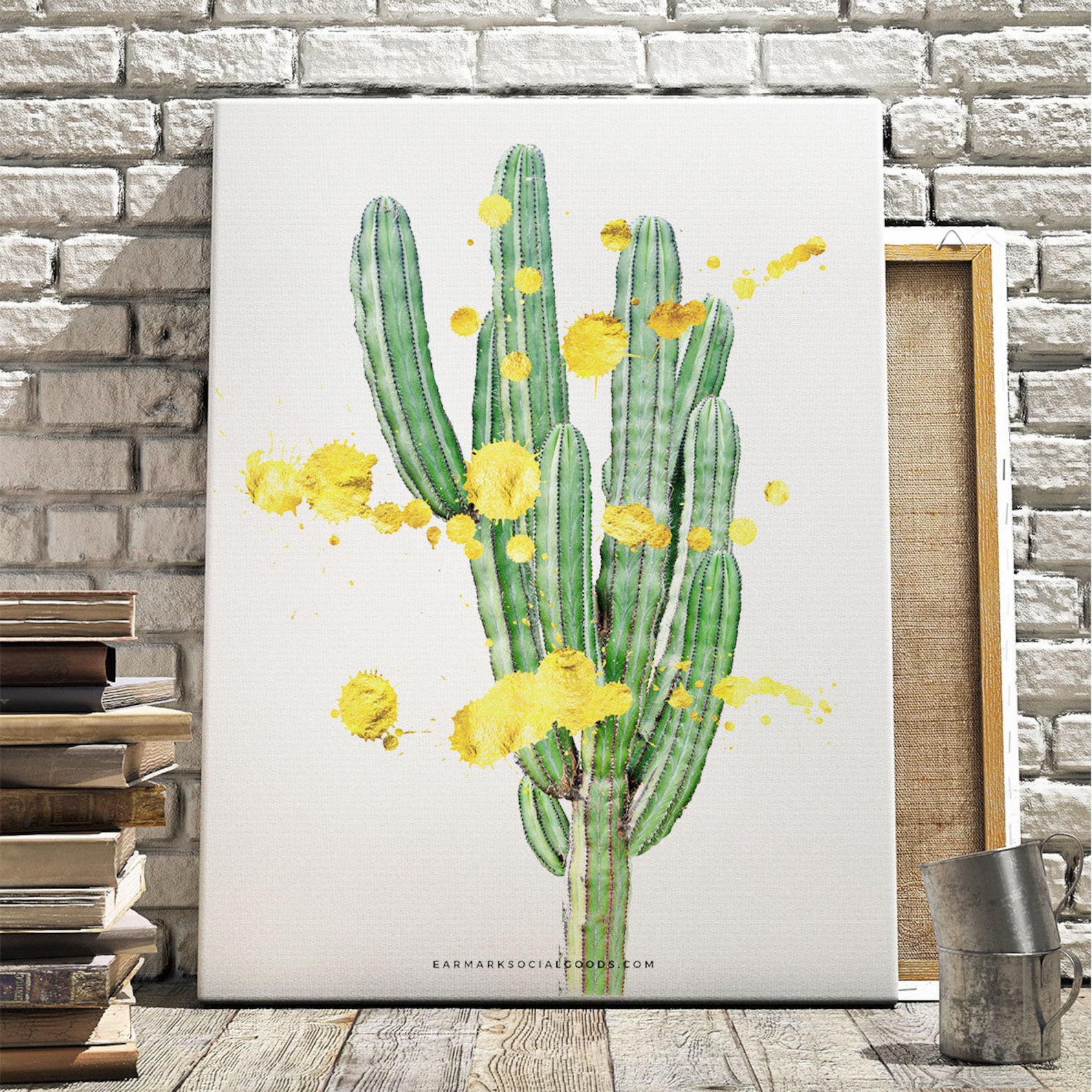 Printable Wall Art Cactus Cactus Wall Art Desert Art Gold Etsy