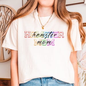 T-shirt hamstermoeder | Shirt voor huisdierenliefhebber | Leuk dierenshirt | Cadeau voor hamster | Retro vintage kleurrijke T-shirt met typografie | Mama schattig