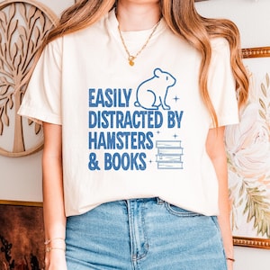 T-shirt voor afgeleide hamsters en boeken | Retro vintage shirt hamsters | Grappig T-shirt | Dierenvriend Cadeau voor hem/haar | Bont, moeder, vader | Nerd