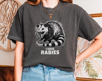 Camiseta Opossum "I Have Rabies" Comfort Colors: Camiseta vintage para roedores