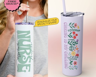 Nurse tumbler with personalized name and specialty | nurse appreciation gift | gift for new nurse, student nurse and graduating nurse