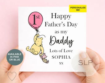 First Father’s Day Card from Baby – Personalised Winnie the Pooh Father’s Day Card – New Dad Card – Grandad First Father’s Day