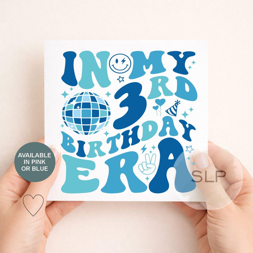 3rd Birthday Card – in My 3rd Birthday Era Card – Trendy 3 Year Old ...