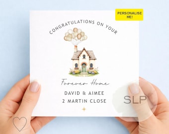 Tarjeta personalizada "Un hogar para siempre" - Tarjeta para pareja: ¡Felicidades por su nuevo hogar! - Tarjeta personalizada de inauguración de la casa, ¡Primer hogar juntos!