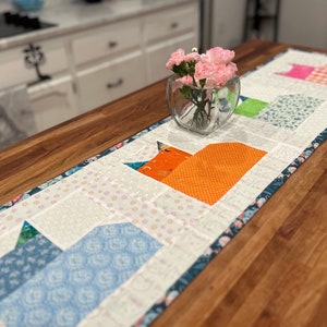 Kitty Cats table runner handmade quilted coloful cat table top decor