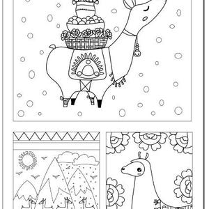 Voodoodles Llama Collage coloring page image 1