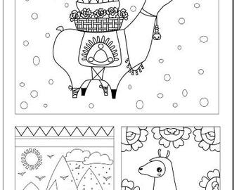 Voodoodles - Llama Collage coloring page