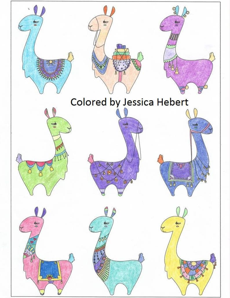 Voodoodles Lots of Llamas coloring page image 2