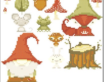 Gnome and Fox Cross Stitch Pattern set