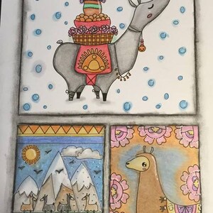 Voodoodles Llama Collage coloring page image 3