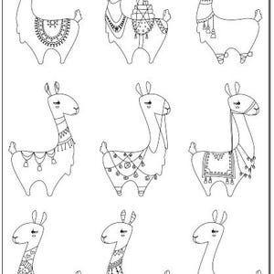 Voodoodles Llama collection coloring pages image 2