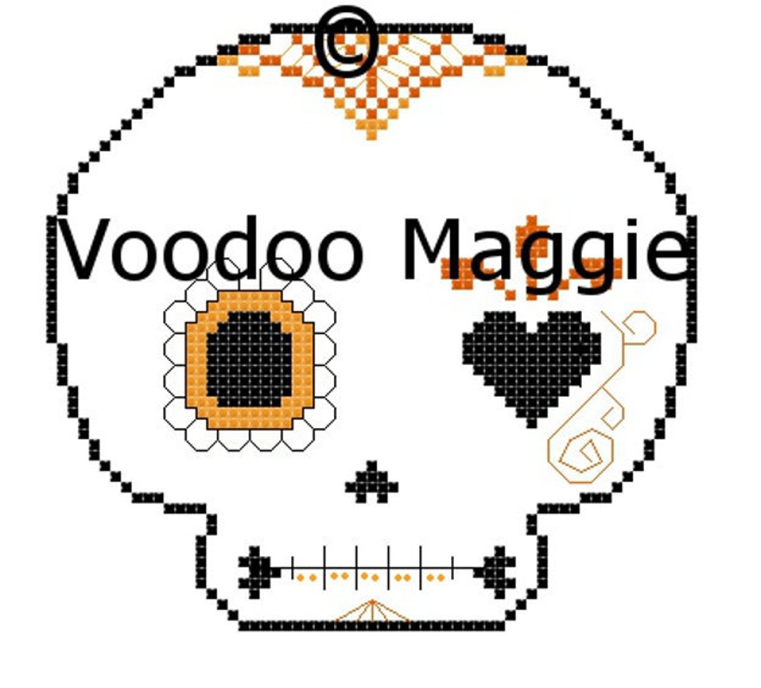 Sugar Skull Cross Stitch Pattern in Oranges - Etsy
