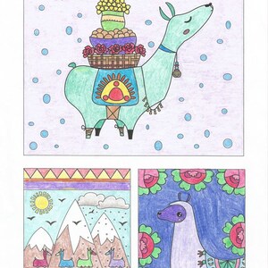 Voodoodles Llama Collage coloring page image 2