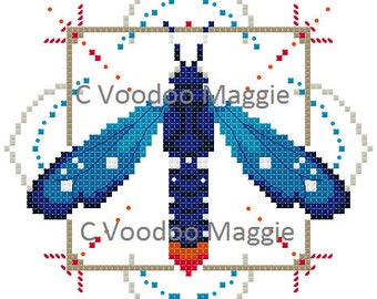 Polka Dot Moth Cross stitch pattern PDF