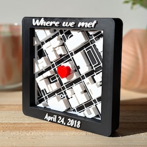 Carte 3D personnalisée - Cadeau où nous nous sommes rencontrés | Cadeau personnalisé pour couple | Cadeau d'anniversaire | Cadeau de Saint-Valentin | Cadeau de mariage | Carte d'amour unique