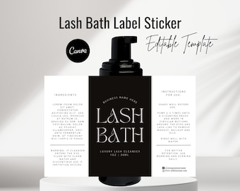 Modello di etichetta per shampoo per ciglia: adesivo modificabile per il bagno delle ciglia (Canva)