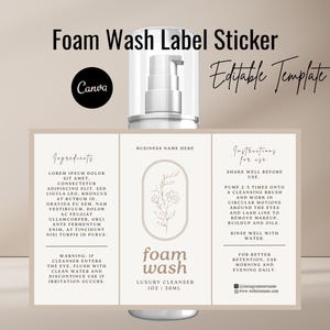 Foam Wash Label Template: Lash Shampoo, Editable Canva Design (150x100mm)