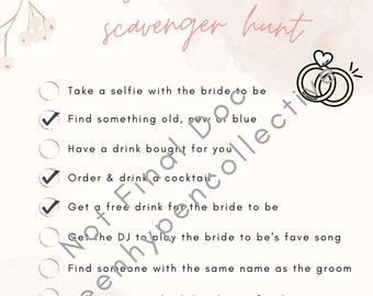 Hens Bachelorette Party Scavenger Hunt Bridal Party Games Printable ...