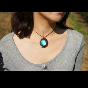 Handmade Macrame Moon Necklace with Labradorite|Boho Crystal Pendant| Lunar Jewelry Gift for Her|Mystical Festival Accessory|Moonstone Vibes