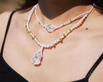 Boda, regalo de cumpleaños, collar de macramé hecho a mano con labradorita, dije de luna boho, joyería de cristal curativo, regalo único para ella, festival