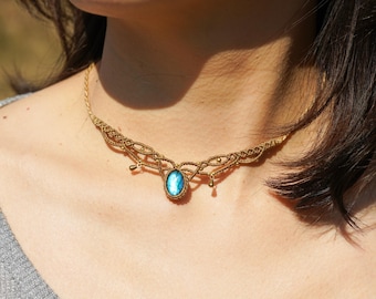 Handmade Macrame Necklace with Labradorite,Boho Jewelry for Healing,Unique Gift for Birthdays,Anniversaries,Meditation,Spiritual Wear