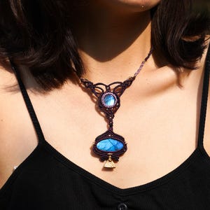 labradorite necklace,Crystal macrame choker, gold choker necklace, natural stone necklace,moonstone turquoise, hippie boho ethnic necklace
