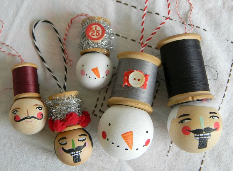 Nutcracker spool head ornament Etsy