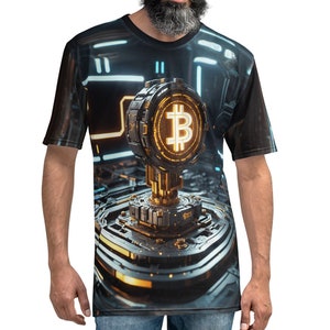 Futuristic Bitcoin Microchip BTC Symbol Men&#39;s t-shirt All Over Print