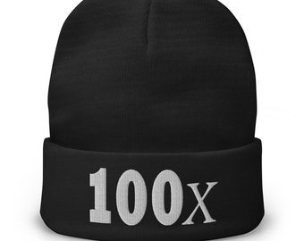 100x Hidden Gem Crypto Coin Bull Run Embroidered Cuff Beanie Cap