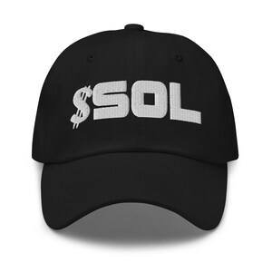 Gorra de béisbol bordada con criptomoneda Ticker SOL Solana Gorra de papá