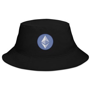 ETH-Ethereum-Eimer-Hut, rundes Logo, Krypto-Währungssymbol