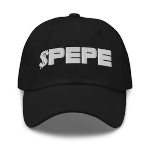 Gorra de béisbol bordada con criptomoneda y meme de la rana Ticker PEPE