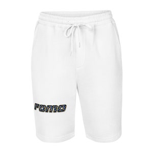 May include: White sweatpants with a drawstring waist and a blue and gold "FOMO" graphic on the left leg.