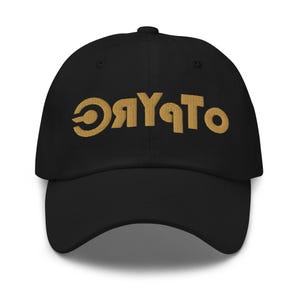 Old Gold Crypto Logo Dad Hat – Bitcoin Ethereum Solana Embroidered Cap for Crypto Traders, Alt Finance Web3 Streetwear Fans