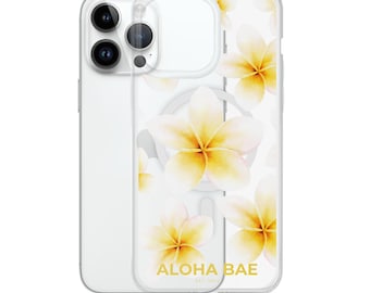 Custodia trasparente MagSafe Aloha Bae Hawaiian Plumeria per iPhone 14-16